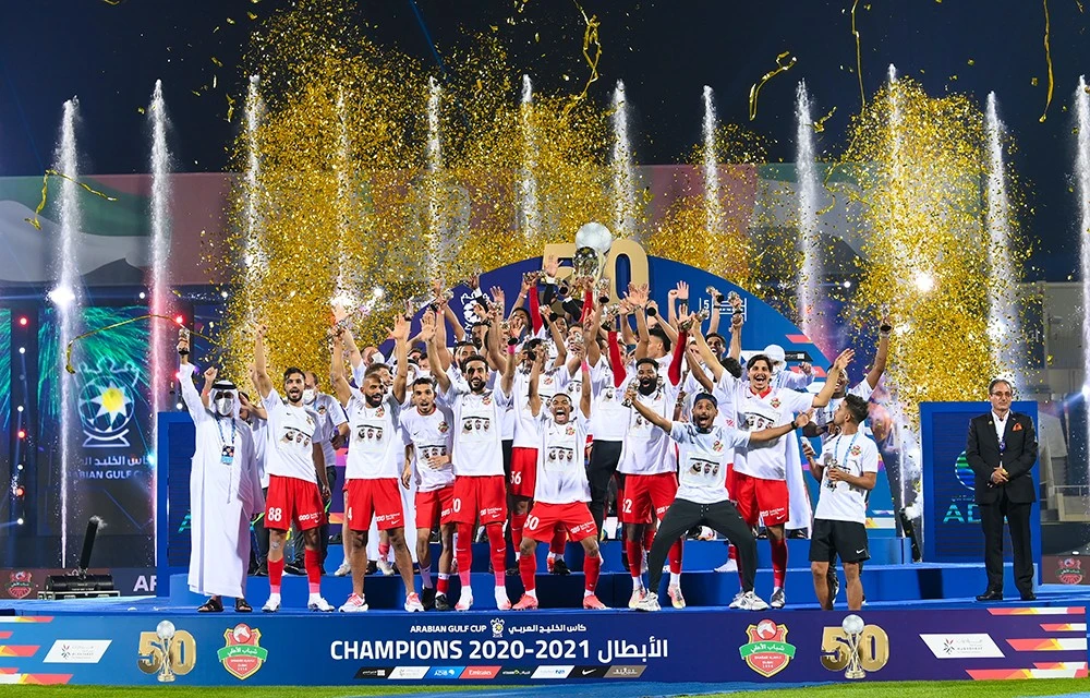 UAE’s Shabab Al-Ahli go into the group stages in Riyadh on a high after winning the 2021 League Cup on Friday. (File/AFP)