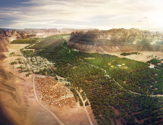 This undated photo shows a view of cultural oasis in Saudi desert, known as AlUla. (Photo courtesy: Online)