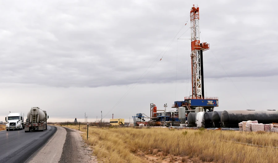 A drilling rig operates in the Permian Basin oil and natural gas production area in Lea County, New Mexico, U.S., February 10, 2019. (REUTERS)