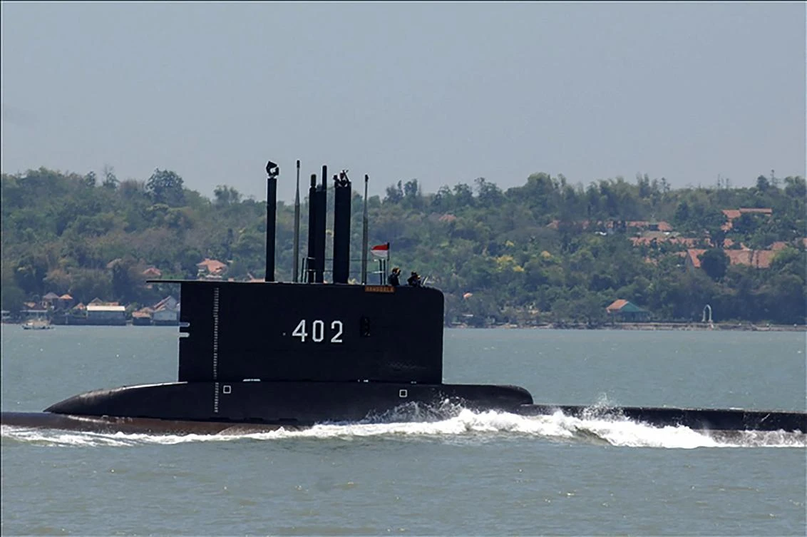 The KRI Nanggala 402 submarine sets out from the naval base in Surabaya in this undated photo released by the Indonesian military. (Indonesia Military via AFP)