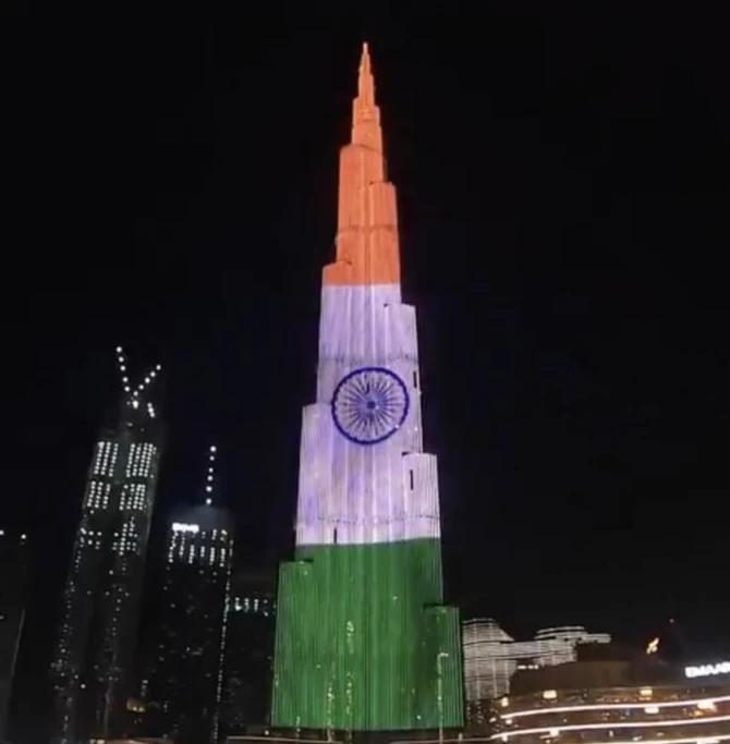 UAE expresses solidarity with India by lighting up Burj Khalifa with flag