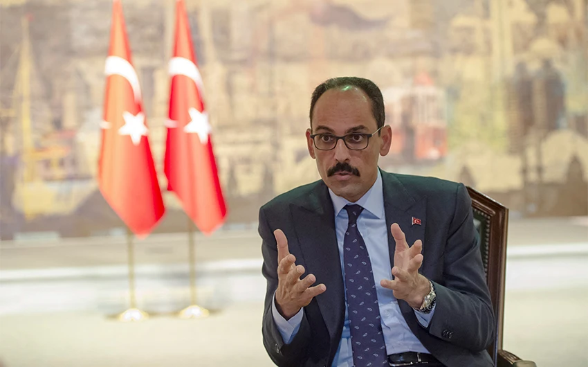 Turkey's Presidential Spokesperson İbrahim Kalın gestures as he speaks during an interview with AFP in Istanbul on October 19, 2019. (AFP/File)