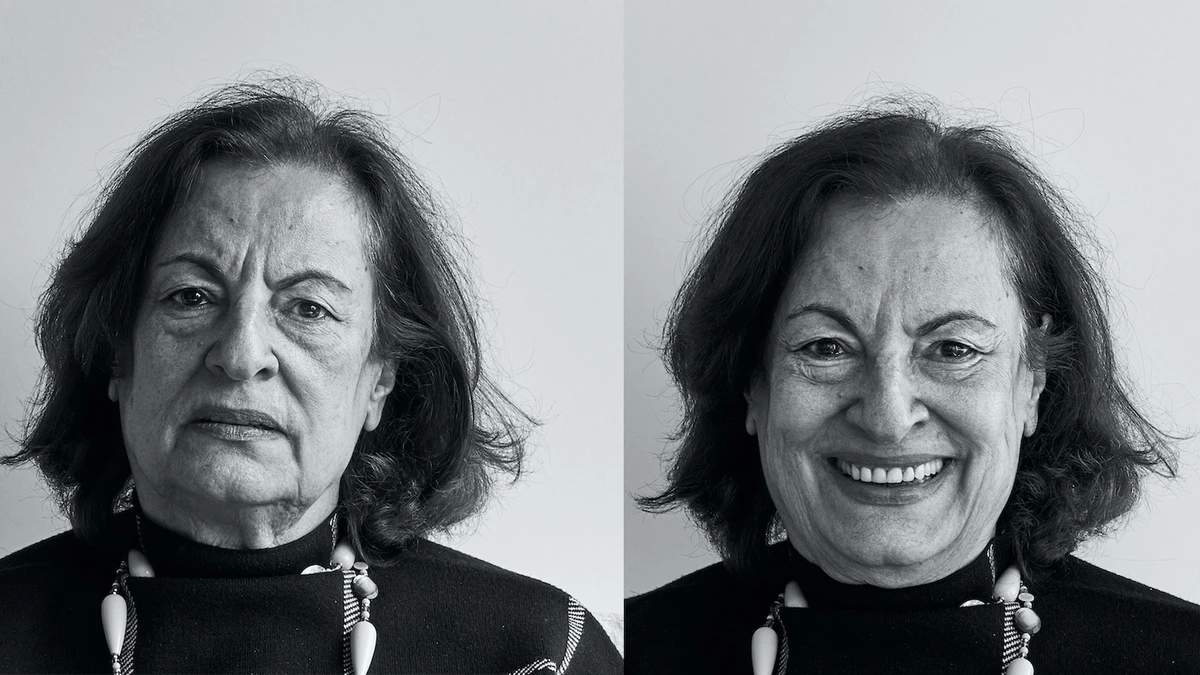 The project in question featured two side-by-side, black-and-white portraits of their 73-year-old grandmother with two contrasting expressions on her face. (Supplied)