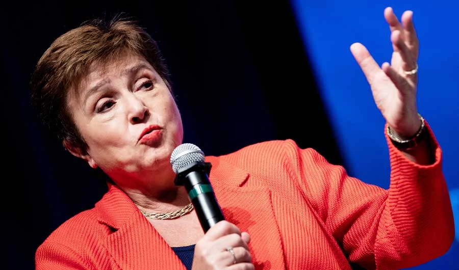 In this file photo taken on February 10, 2020 International Monetary Fund Managing Director Kristalina Georgieva speaks during an event at the World Bank in Washington, DC. (AFP)