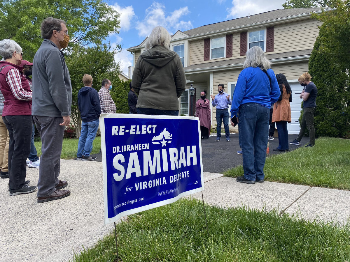 Ibraheem Samirah and his supporters campaigning in the US state of Virginia. (Twitter photo)