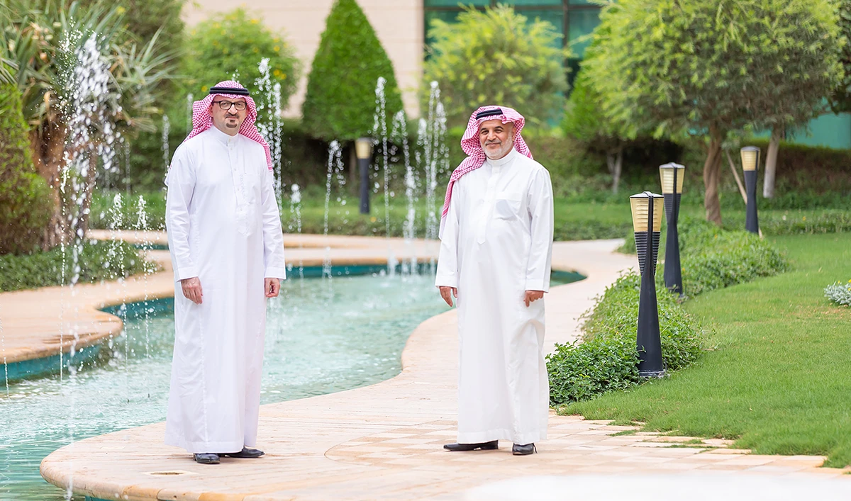 Dr. Khaled Al-Dhaher, country managing director for Saudi Arabia, Accenture, left, and Abdul Aziz Al-Salloum, CEO of AppsPro.