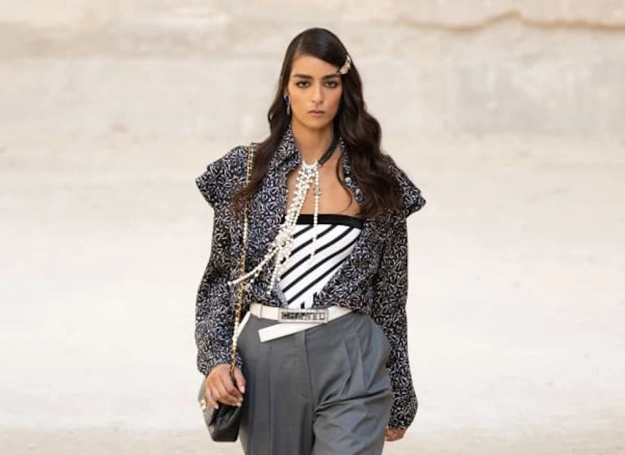 Nora Attal walks down the Chanel Cruise 2022 runway in France. Supplied