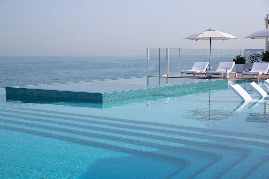 The restaurant overlooks the main star of the venue, the 100-meter infinity pool. Supplied
