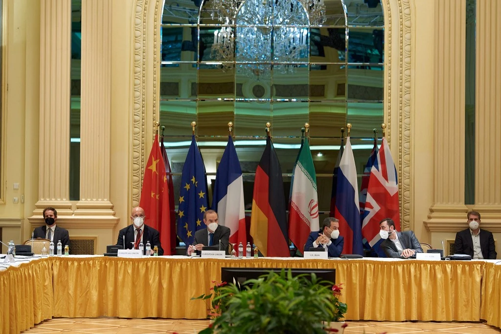 In this handout photo taken released on May 1, 2021 by the EU Delegation in Vienna shows delegation members from the parties to the Iran nuclear deal - Germany, France, Britain, China, Russia and Iran. (AFP/File Photo)