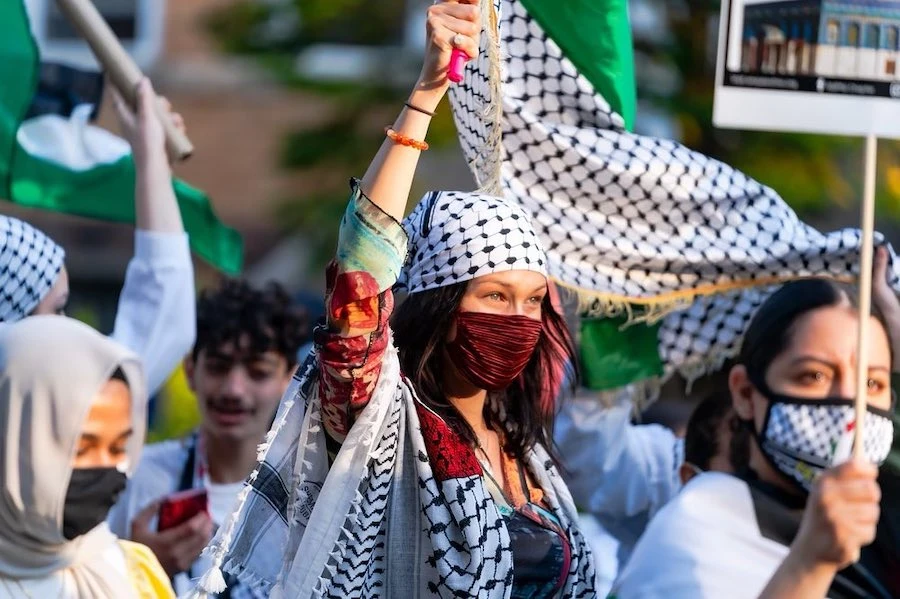 The model attended a demonstration in New York and shared images on social media. Instagram
