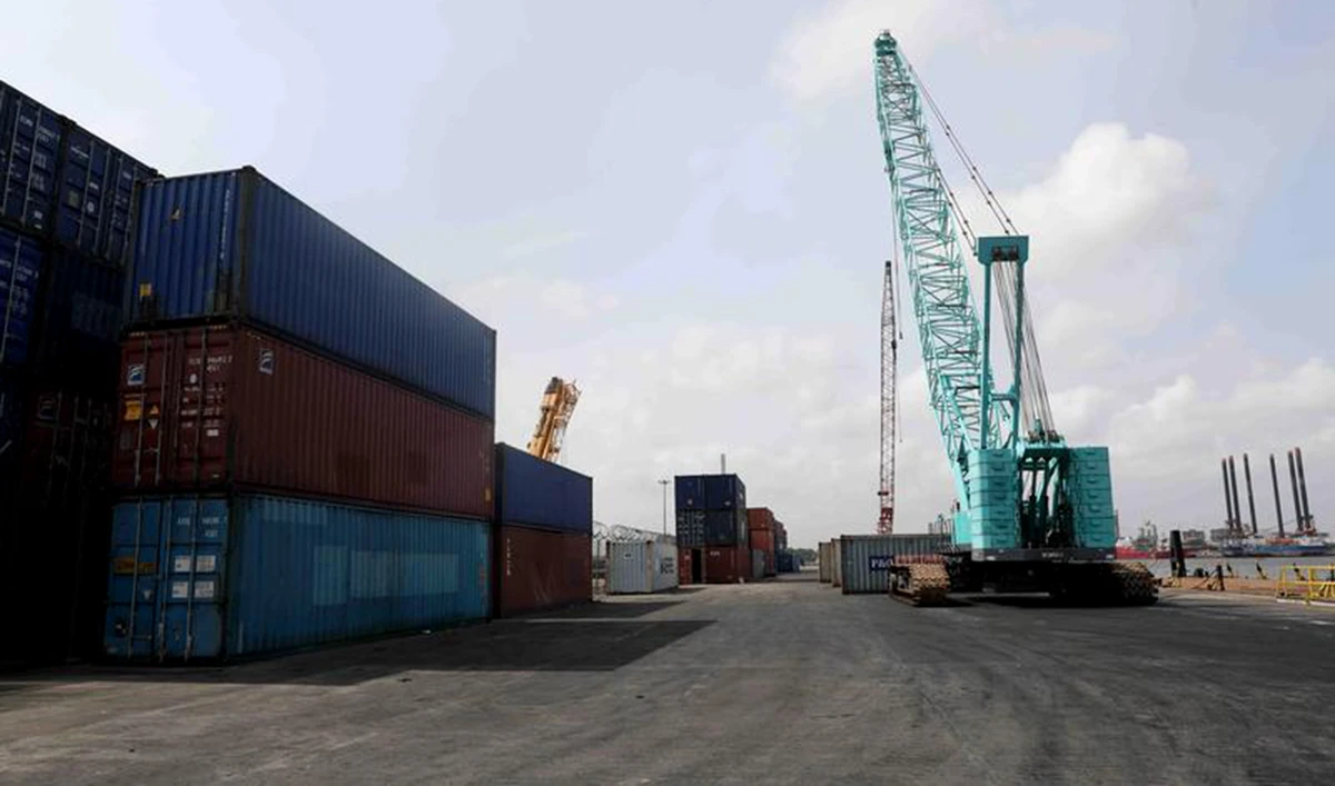 Cranes and containers seen at APM Terminals at the gateway port in Apapa, Lagos, Nigeria. (Reuters/File)