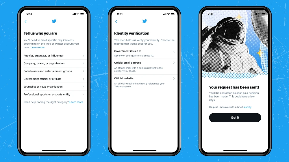 Twitter’s verification process started in November 2020 with research and public feedback surveys. (Supplied)