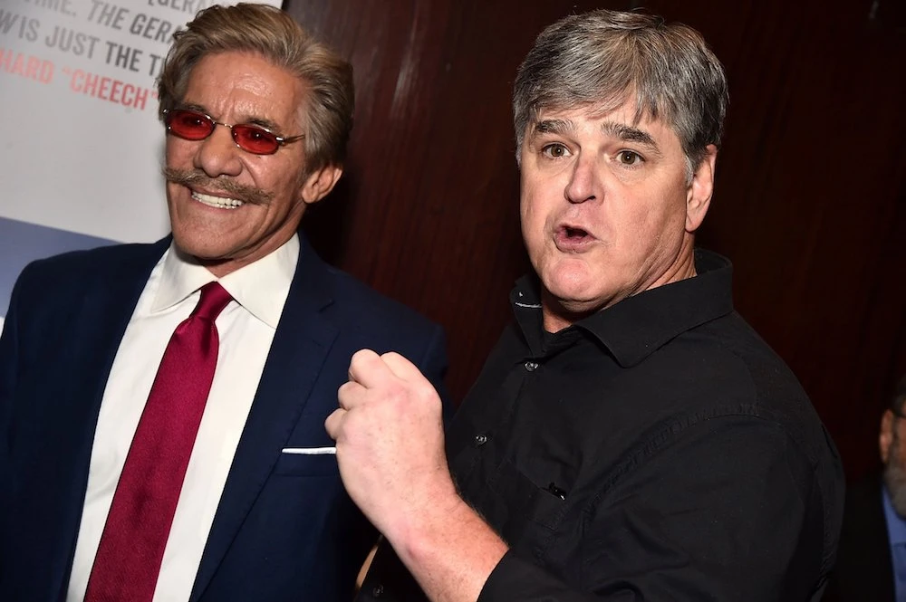Geraldo Rivera, left, and Sean Hannity in more convivial times, New York, April 2, 2018. (Getty Images)