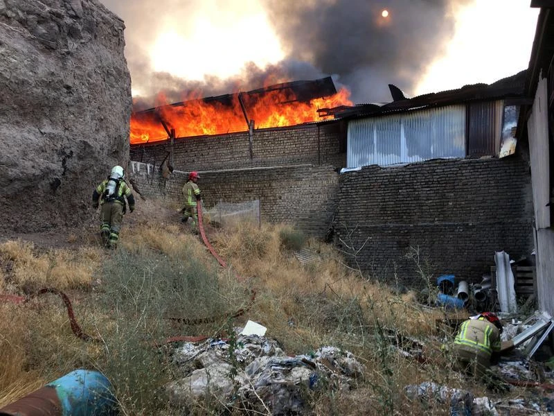 A file photo shows firefighters try to extinguish a fire that broke out at an Iranian industrial area near Tehran, Iran August 4, 2020. (Reuters)