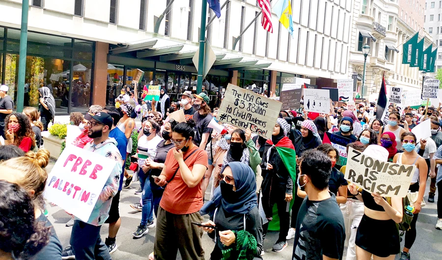 Rally organizers, the Philadelphia Free Palestine Coalition, describes itself as ‘a united socialist alliance of activist organizations and political parties.’ (Supplied)