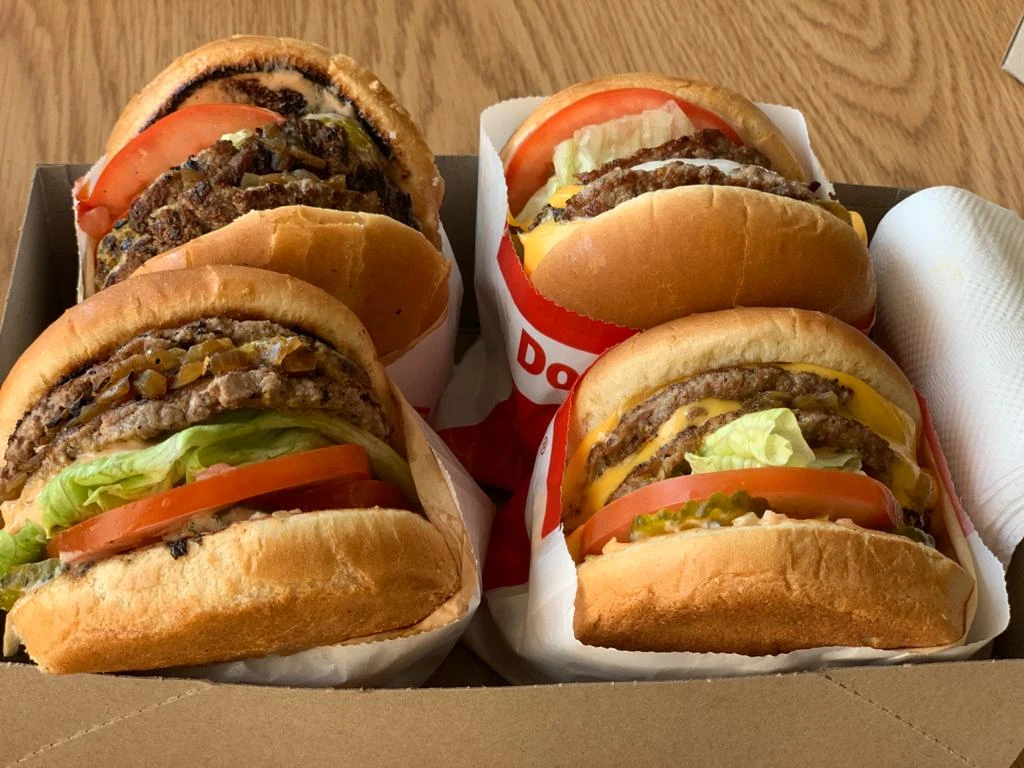 Double-Doubles from IN-N-OUT Burger's Dubai pop-up. (AN Photo)