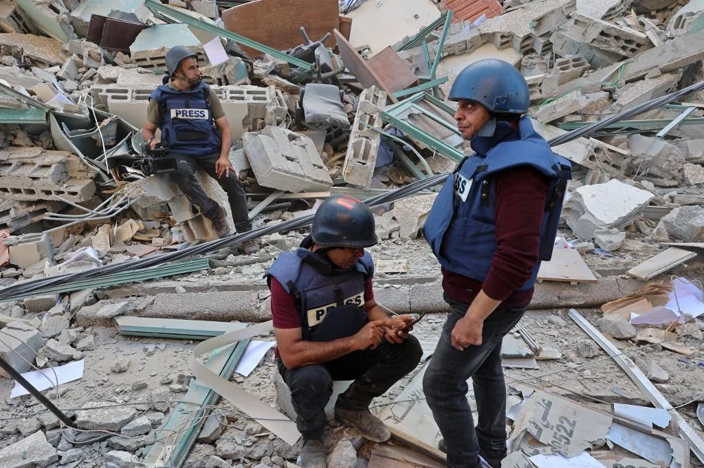 Only a limited number of Gaza journalists possessed safety gear like during the recent violence. (File/AFP)