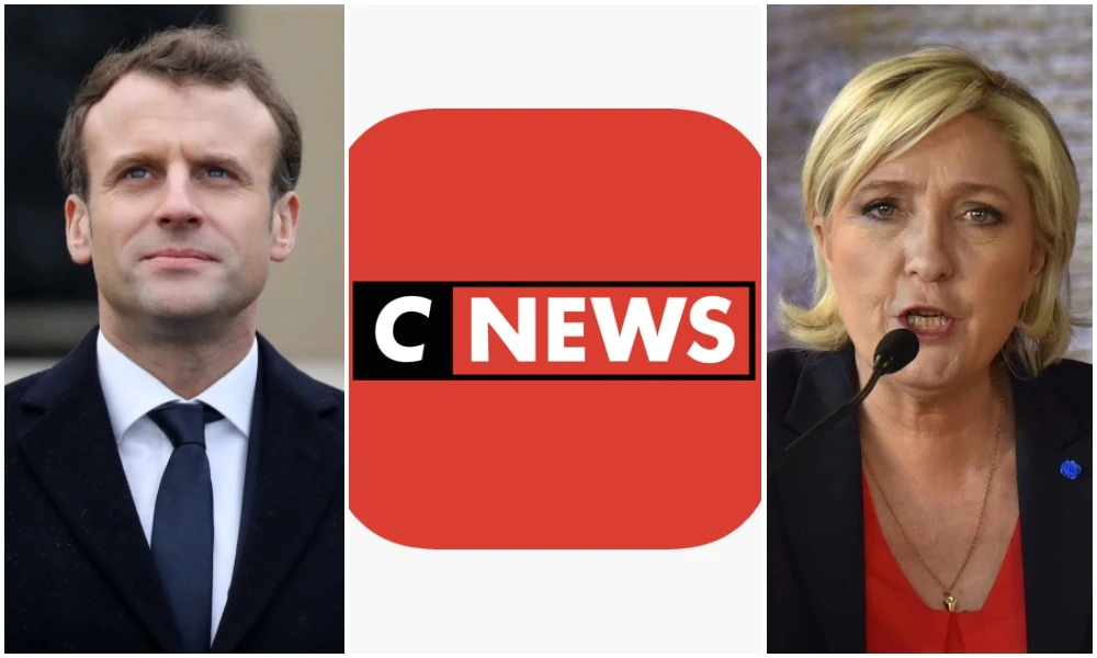 The CNews viewing statistics could be a boost for the far-right presidential candidate Marine Le Pen (R), who is likely to face off with incumbent president Emmanuel Macron (L) in elections next year. (AFP/Screenshot/File Photos)