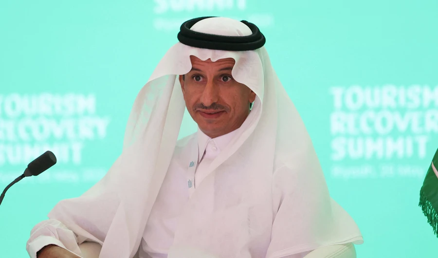 Saudi Arabia's Tourism Minister Ahmed al-Khateeb attends a tourism conference in the Saudi capital Riyadh on May 26, 2021. (AFP)
