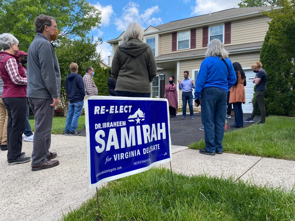 Ibraheem Samirah and his supporters campaigning in the US state of Virginia. (Twitter photo)