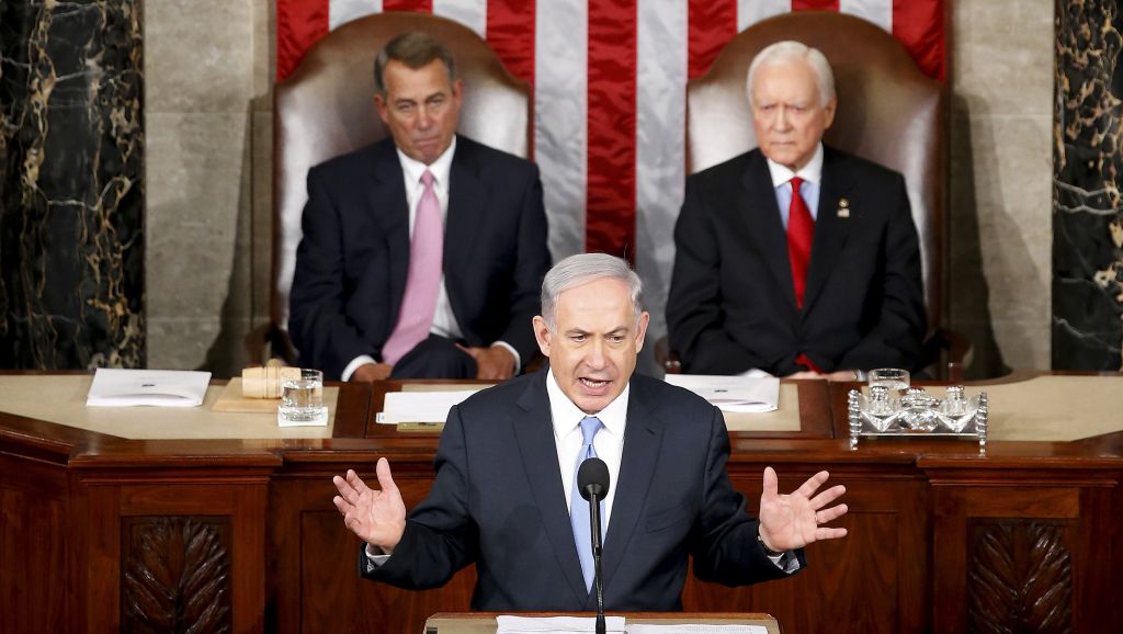 Prime Minister Benjamin Netanyahu speaks before a joint meeting of Congress on Capitol Hill in Washington, D.C., March 3, 2015. (AP Photo)