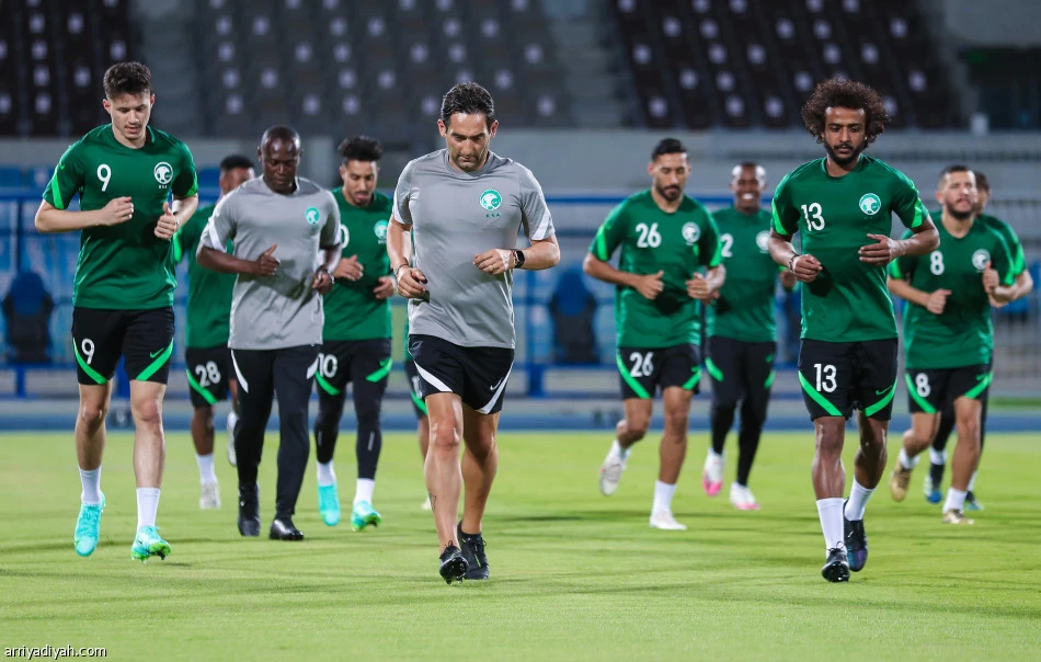 The Saudi squad prepare for Saturday's World Cup qualifier against Yemen in Riyadh. (SAFF)