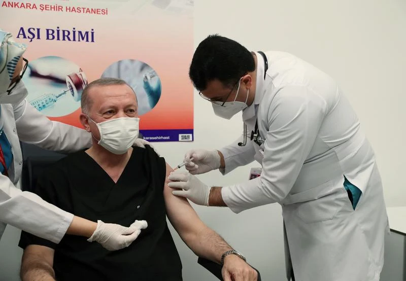 Despite vaccine shortages, Turkish President Erdogan has now received three shots of the Covid-19 vaccine. (File/Reuters)