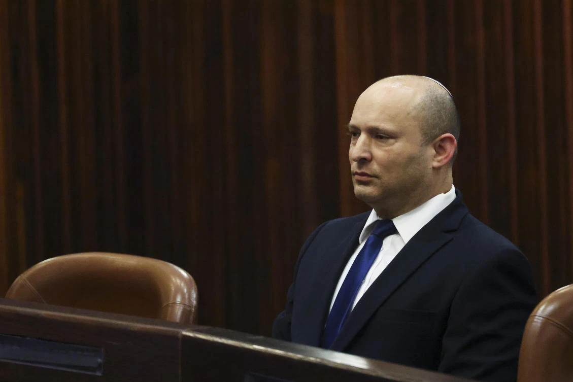 Yamina party leader Naftali Bennett during a special session of the Knesset, whereby Israeli lawmakers elect a new president, at the plenum in the Knesset, Israel's parliament. (AP)