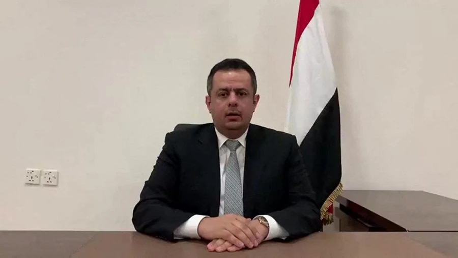 An image grab from footage released by Yemen Government shows Yemeni Prime Minister Ma’een Abdulmalik Saeed. (File/AFP)