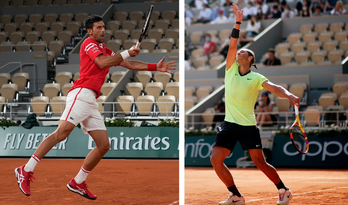 Serbia's Novak Djokovic, left, and Spain's Rafael Nadal all set for their "great battle” on Friday in the French French Open tennis tournament in Paris. (AP/Reuters photos)