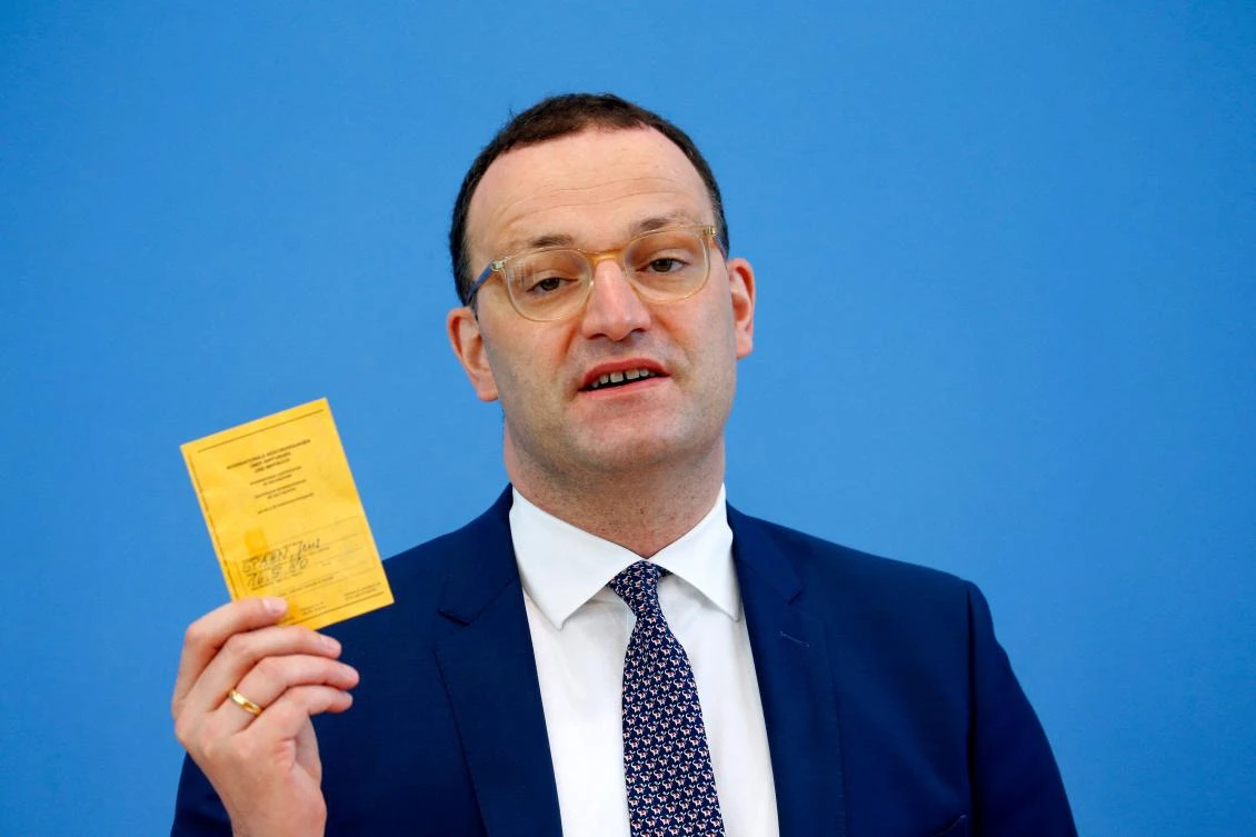 German Health Minister Jens Spahn presented the CovPass, a digital Covid certificate that says whether a person has been fully vaccinated against Covid-19, has tested negative or recovered from a coronavirus. (AFP)