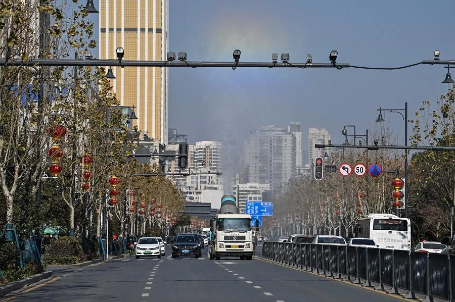 This photo taken on January 19, 2021 shows traffic along a street in Wuhan in China's central Hubei province. (File/AFP)