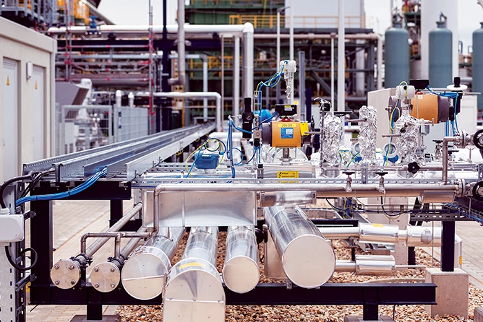 Construction site of the IMWS electrolysis platform, in Leuna, eastern Germany. (AFP)