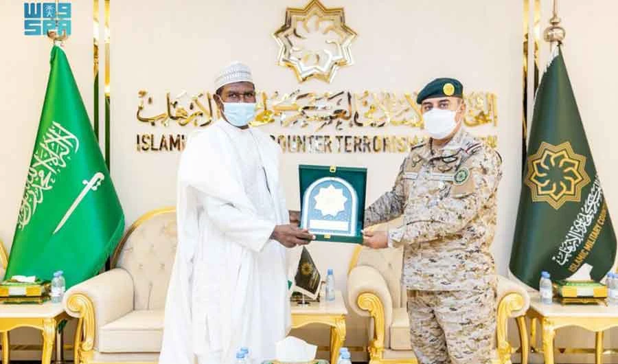 Nigerian Ambassador to Saudi Arabia Yahaya Lawal received by IMCTC Secretary-General Maj. Gen. Mohammed bin Saeed Al-Moghedi in Riyadh. (SPA)