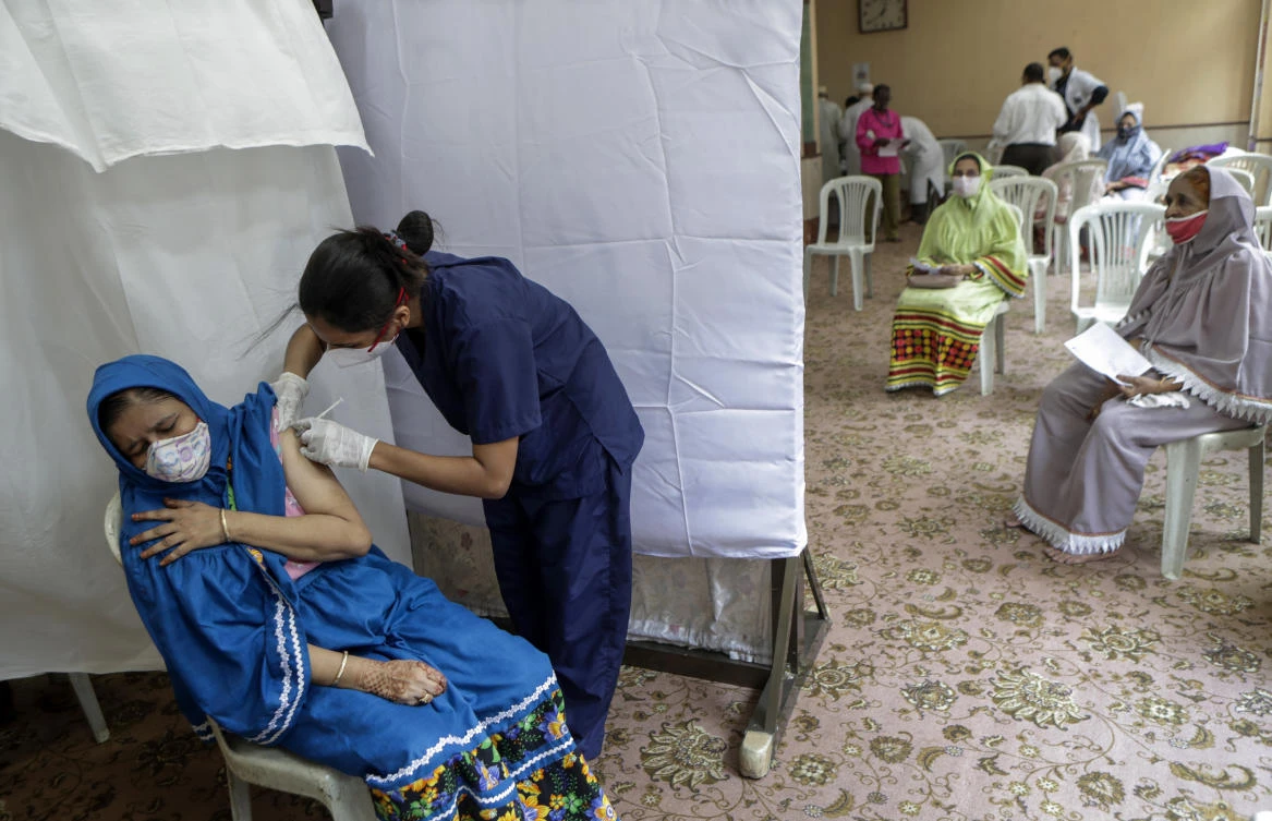 So far, India has only fully vaccinated about 5 percent of its estimated 950 million eligible population. (AP)
