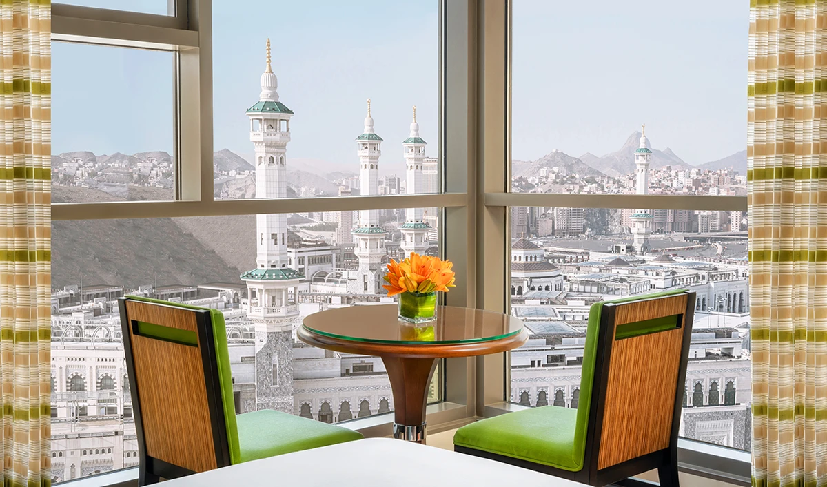 A room at the Hilton Suites Makkah offers a beautiful view of the Grand Mosque, which is considered a plus for a visitor or pilgrim. (Photo/Supplied)