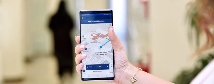 Alkhobar-based NearMotion provides mobile navigation tools for airports, hospitals, shopping malls, museums, theme parks and event stadiums, allowing users to get real-time information and services.
