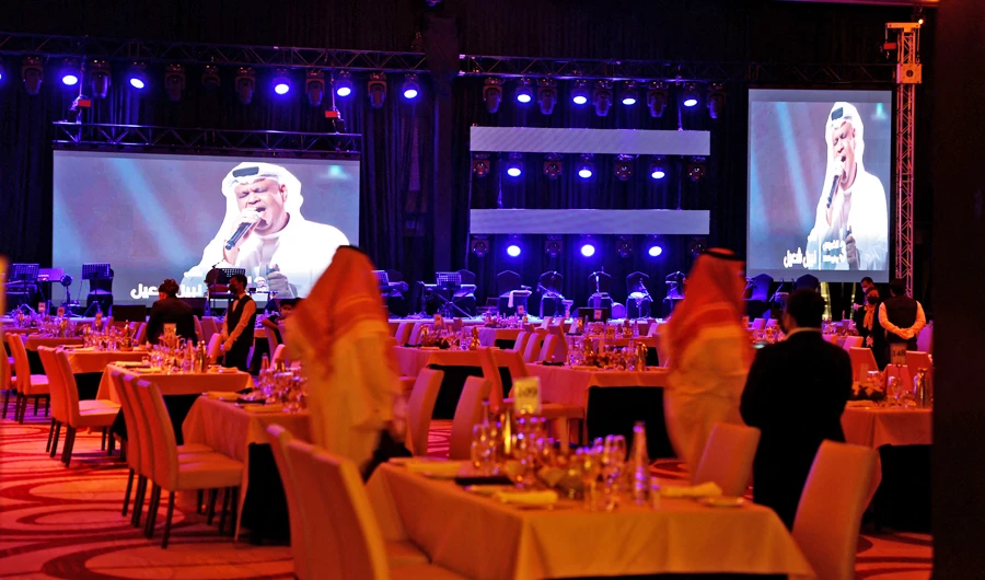 A picture taken late on June 3, 2021 show a theatre hosting the first concert in the Saudi capital Riyadh since the start of the COVID-19 pandemic. (AFP)