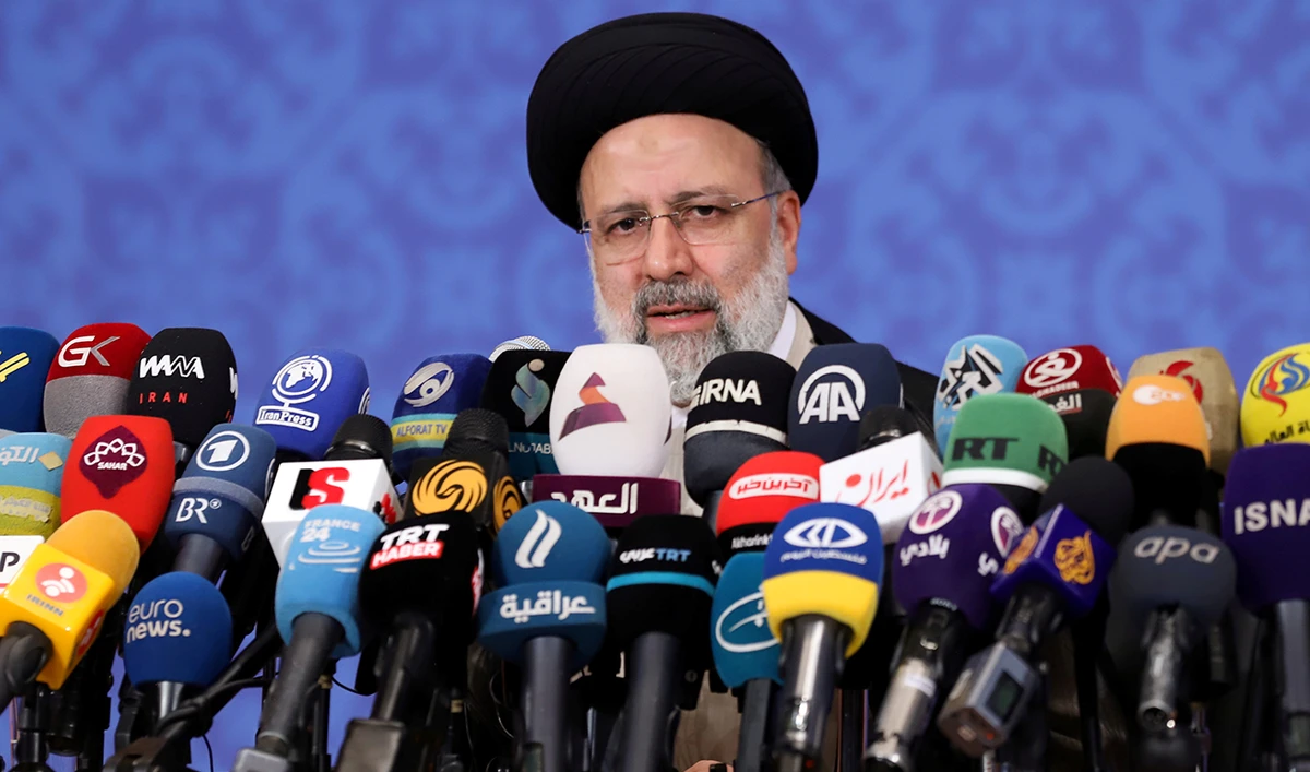 Iran's President-elect Ebrahim Raisi speaks during a news conference in Tehran, Iran June 21, 2021. (Reuters)