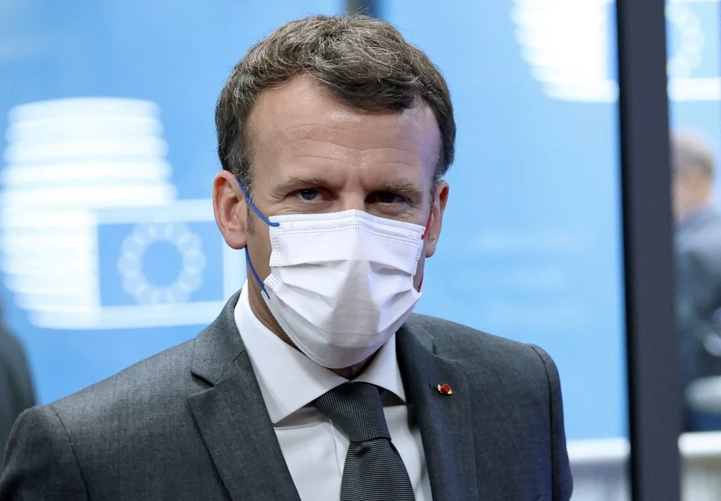 France’s President Emmanuel Macron arrives on the second day of a EU summit at The European Council Building in Brussels on June 25, 2021. (AFP)