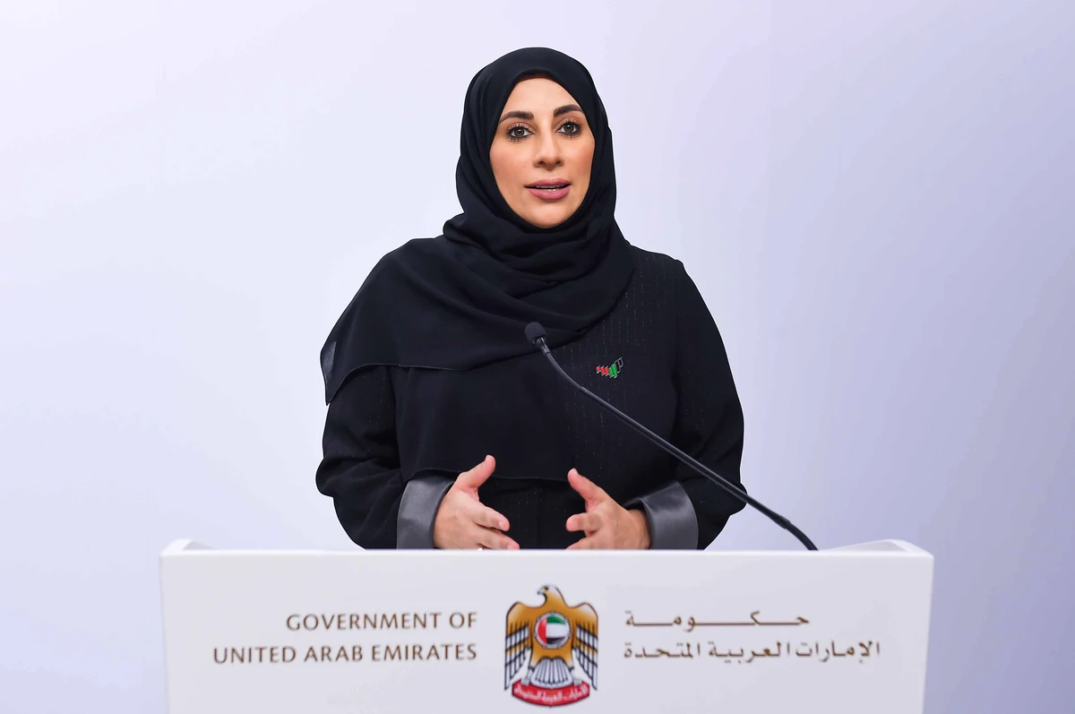 Dr. Farida Al-Hosani, spokeswoman for the UAE health sector, speaks during a media briefing. (WAM)