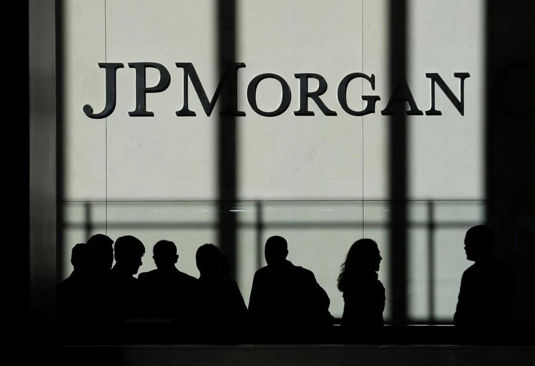 The JPMorgan Chase logo is displayed at their headquarters in New York. (AP)