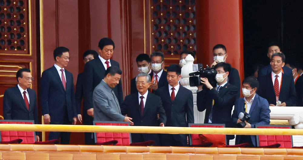 Xi said the “era of China being bullied is gone forever” praising the party for uplifting incomes and restoring national pride. (Reuters)