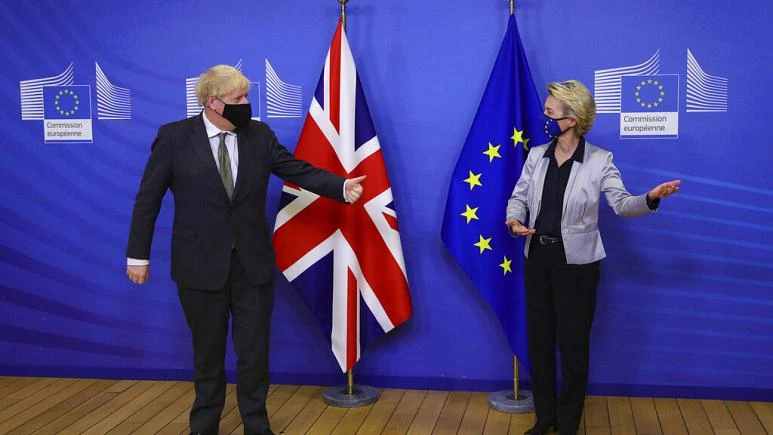 UK Prime Minister Boris Johnson and European Commission President Ursula von der Leyen. (AP Photo)