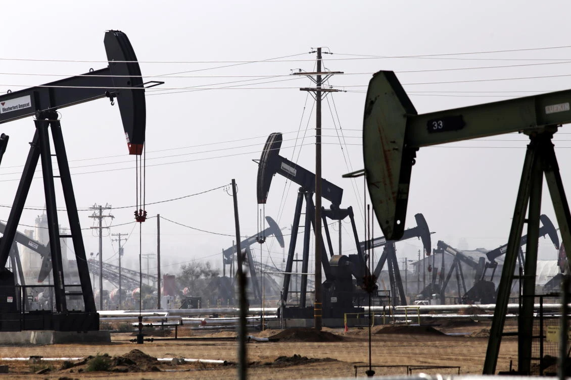 An oil drill is pictured in the Kern River oil field in Bakersfield, US. (Reuters)