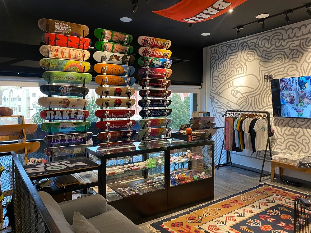 Above, Siteen Street, a skateboarding shop that provides affordable equipment across Saudi Arabia. (Supplied)