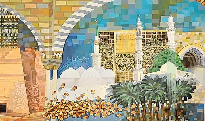 This undated photo shows a mural depicting the history of Muslim pilgrimage Hajj painted at Saudi Arabia’s King Abdul Aziz International Airport (KAIA) in Jeddah. (Supplied)