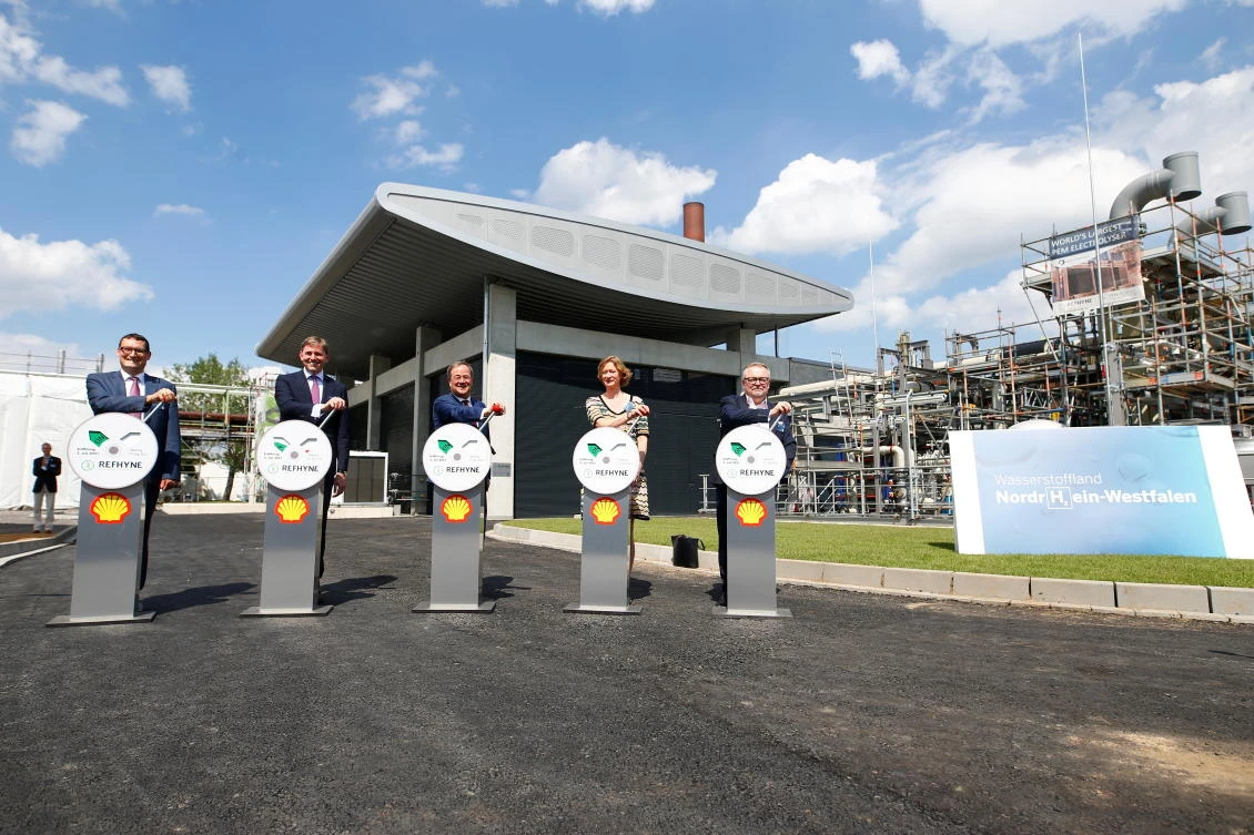 A launch event for a hydrogen electrolysis plant, one of the world's first green hydrogen plants in Wesseling near Cologne, Germany. (Reuters)