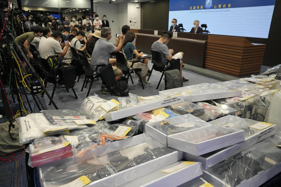 Hong Kong police on Tuesday said they arrested nine people on suspicion of engaging in terrorist activity. (AP)