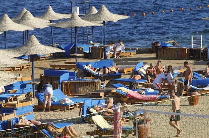 Tourists enjoying beach life at the Egyptian resort of Sharm el-Sheikh. (AFP)
